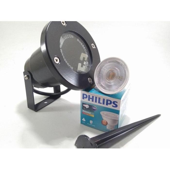 Kap Lampu Taman MR16 Outdoor + Led Spot MR16 Philips (Warm White)