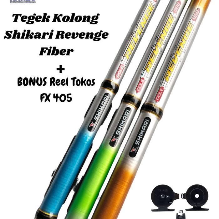 joran tegek fiber kolong shikari revenge tegek waduk joran kolong keramik BONUS REEL TOKOS FX 405