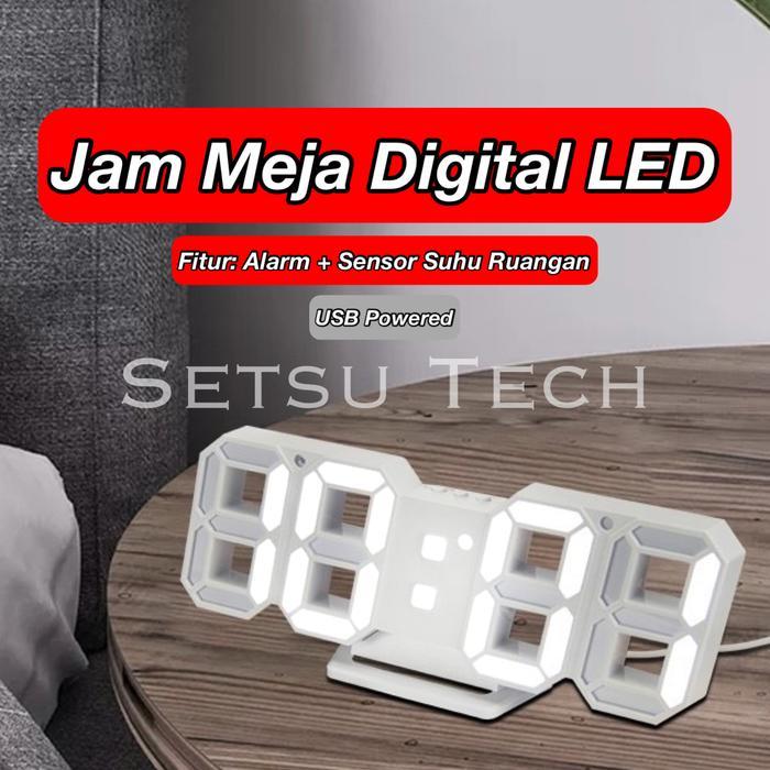 DEKFUR- Jam Meja Led Digital 3D Clock Jam Dinding Tembok