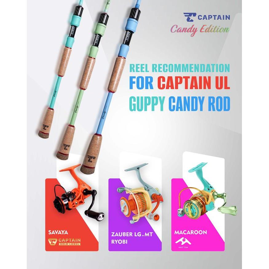 Joran Pancing, Carbon Hollow Captain Guppy Candy Ul X 24T, 198Cm, 210Cm, 3 Warna, Bonus Paper Core