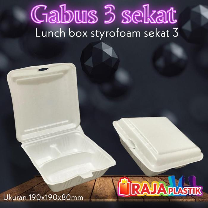 Gabus Makanan 3 sekat isi 1000pcs / Styrofoam makanan TF 3 sekat