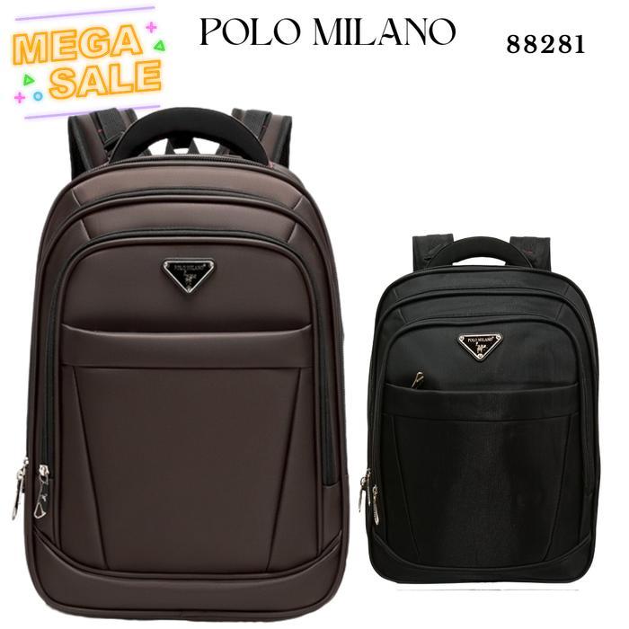 Tas Ransel Pria Wanita Import POLO MILANO 88281 ORIGINAL Ransel Anti Air hitam sekolah