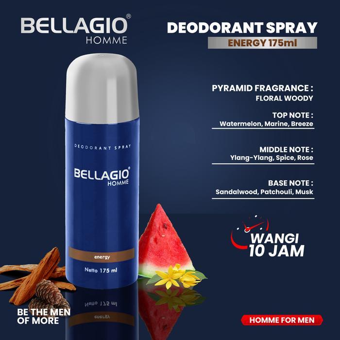 eo8w- Bellagio Deodorant Spray Energy (Brown, 175Ml)