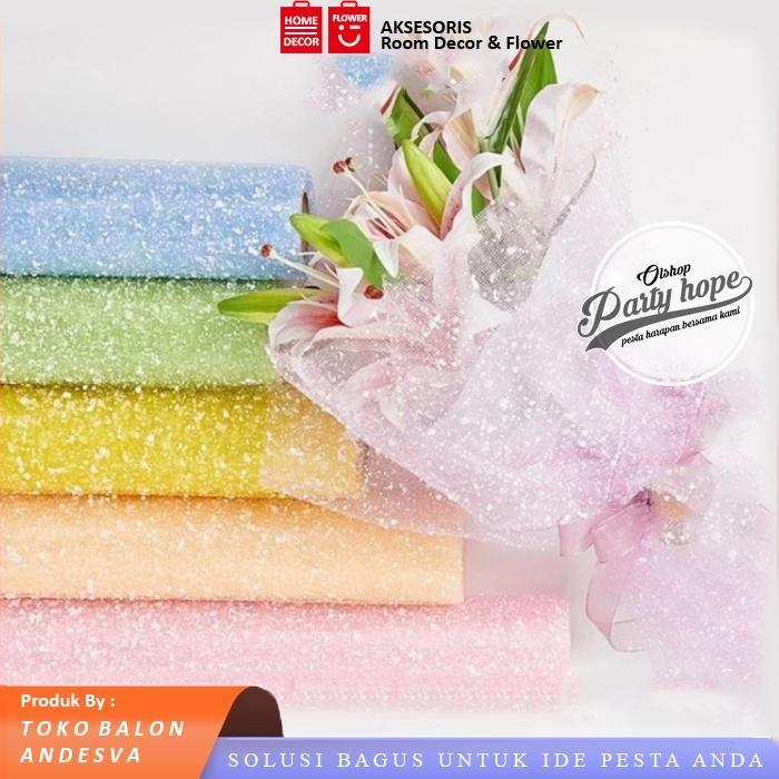 klpu- Kain Tile Salju / Snow Wrapping Paper Snowflake Polimesh / 1 Rol Kain Tile Salju Paper