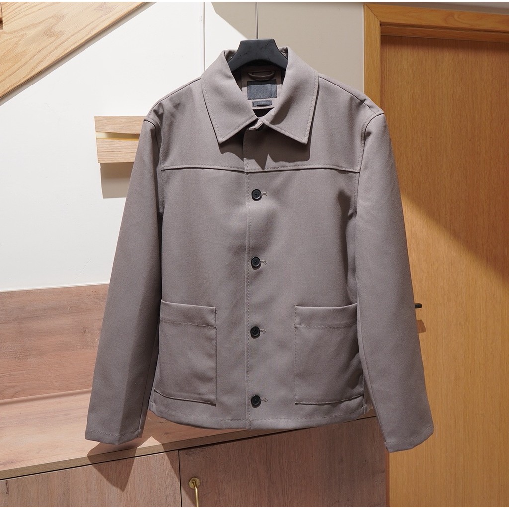 European and American Fashion Men's Retro Lapel Workwear Style Short Jacket Wool Blend Solid Color