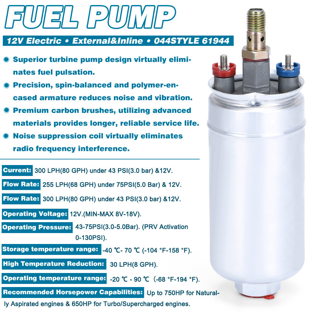 Free Shipping High Quality Top External Fuel Pump 044 For Oem:0580 254 044 Poulor 300Lph Pqy-Fpb044