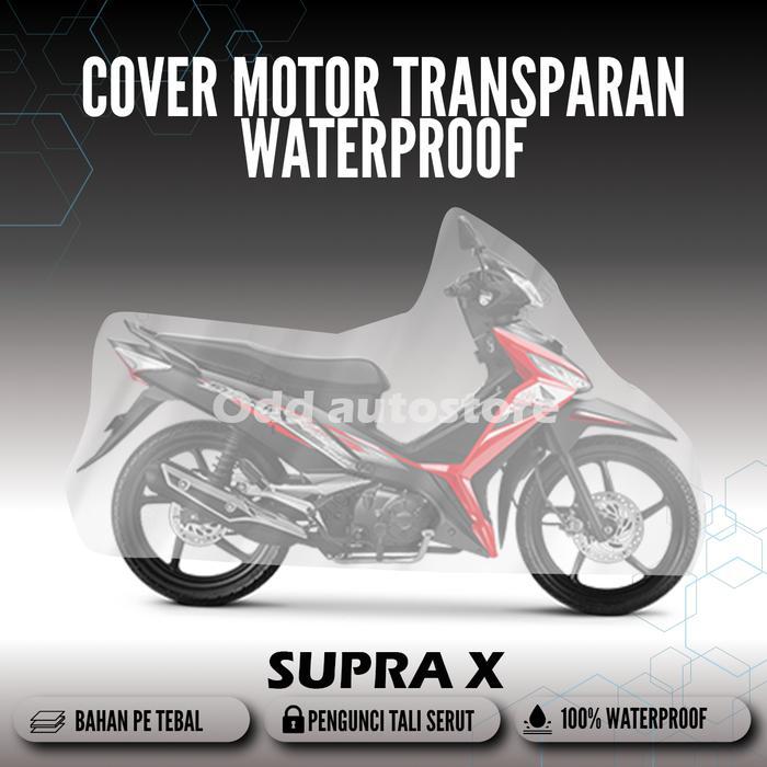 Cover motor transparan / sarung motor Supra x waterproof
