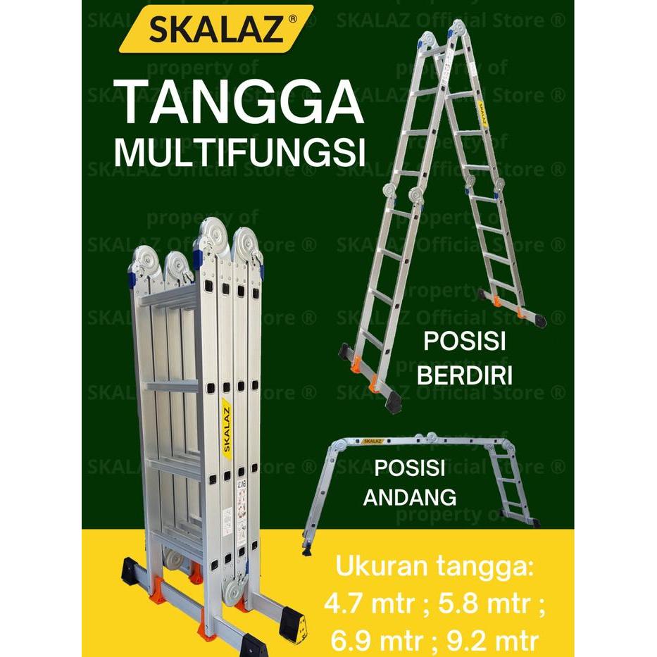 Tangga Aluminium Multipurpose 4,7 Mtr Merk Skalaz