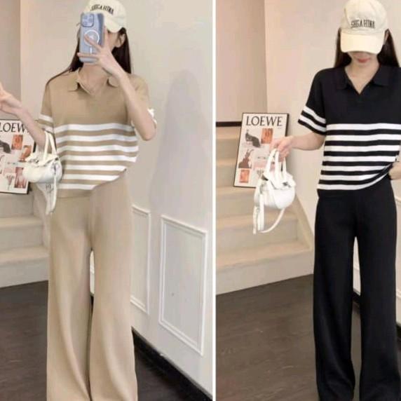 angle knit set - set polo dan kulot bahan knit import