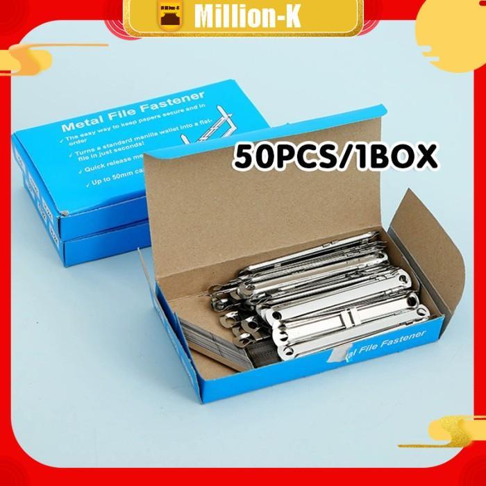 1 Box 50 Pcs Paper Fastener Pengikat Kertas Colorful