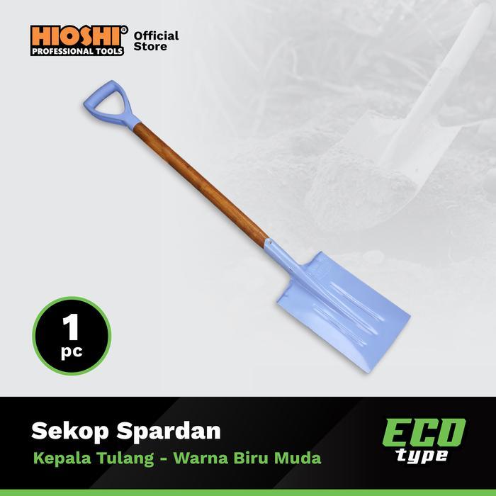 HIOSHI /HST002C/Sekop/SPARDAN/Pasir/Tanah/Baja/Gagang Kayu/Biru Muda - Eco