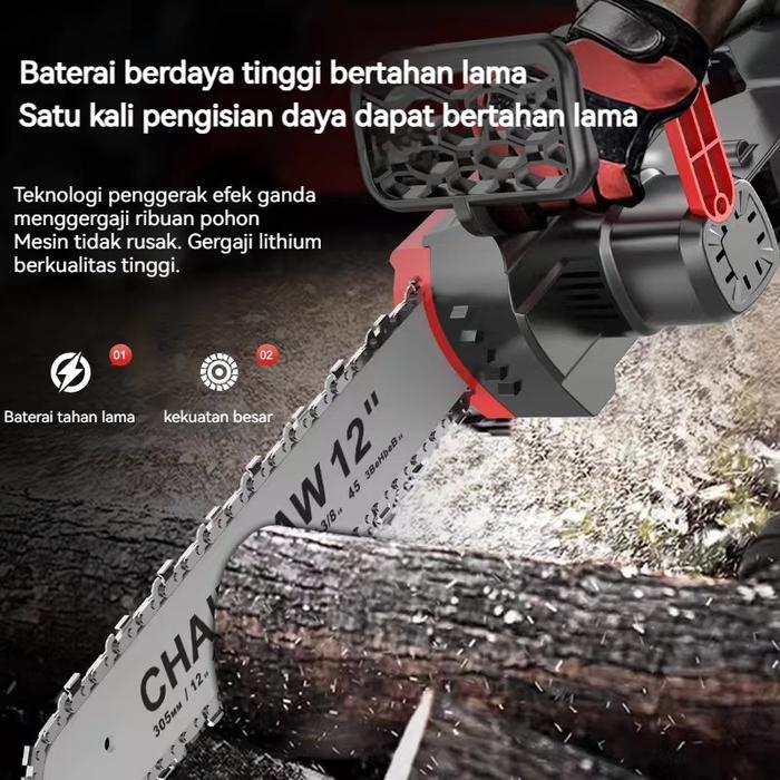 MAKITA CHAINSAW MINI 12 INCH CHAINSAW CHAIN SAW CORDLESS 2 BATERAI CORDLESS CHAINSAW 998V GERGAJI