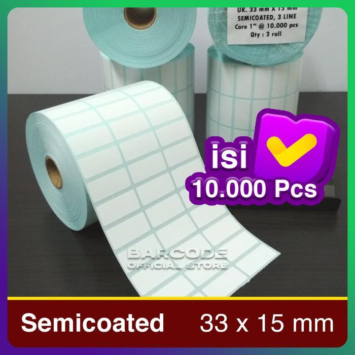 Label Barcode 33 x 15 (3 Line) Kertas Sticker Label Semicoated 33x15