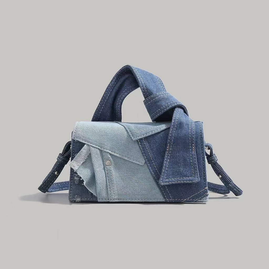 Tas Denim Wanita Tas Kotak Kecil Trendy 2025 Minimalis Serbaguna Casual Selempang Bahu - PU, Warna H