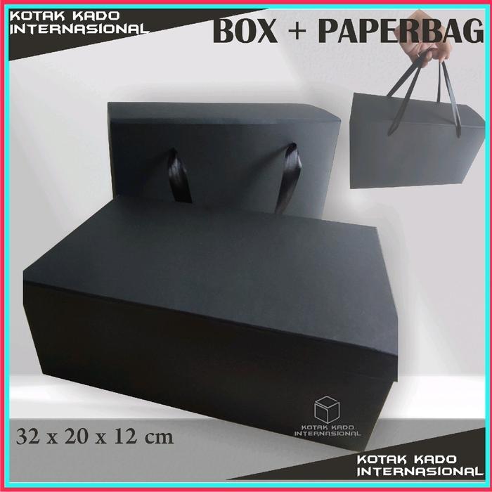 Kotak Kado Internasional Box Paperbag 1 Set Ukuran Kotak Sepatu 32X20X12 Cm & Paperbag 34X22X14 Cm