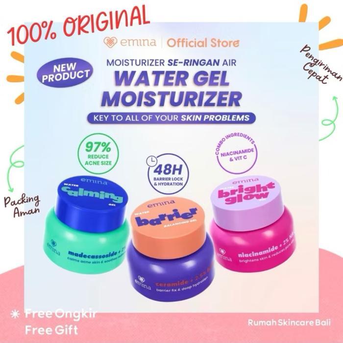 Emina Water Moisturizer Gel 30G Water Calming Gel Water Barrier Gel Water Bright Glow Gel