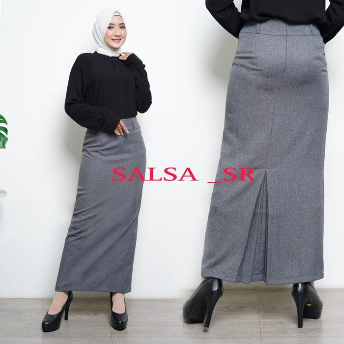 MUSLIFIX- Rok Span Rempel Panjang / Rok Span Panjang / Rok Panjang Polos Hitam Wanita Muslim