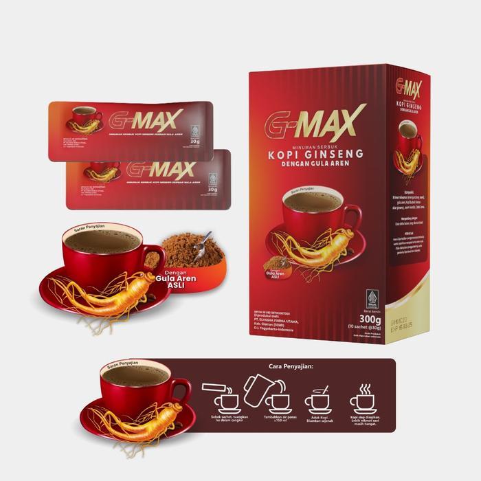 PROMO G-MAX Kopi Gmax Extra Ginseng Gula Aren 300g - Bisa Grosir, BPOM MD 867012007300, Kopi Kuat