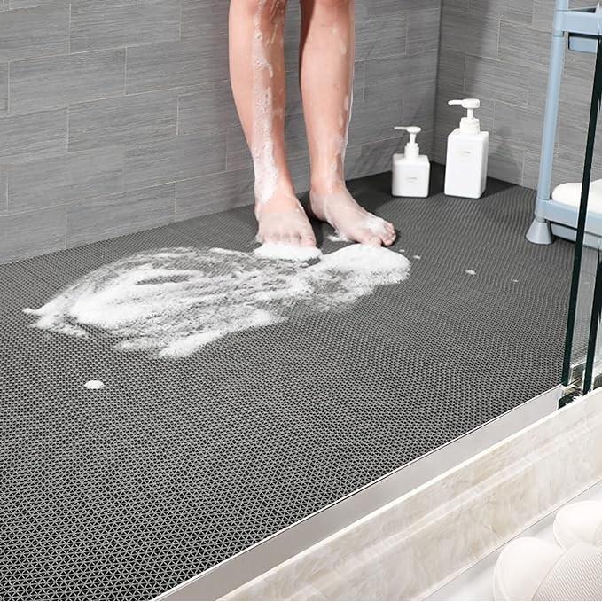 Karpet Pvc Kamar Mandi Warna Grey 100Cm X 120Cm, S Mat, Keset Kamar Mandi, Karpet Jaring Tebal Lebar