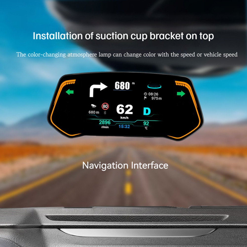 - Obd2+Gps Hud Gauge Car Digital Head Up Display Speedometer Turbo Rpm