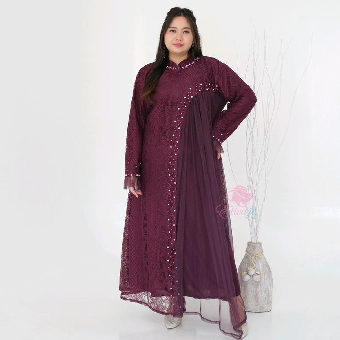 MUSLIFIX- Gamis Brukat Zanitha Jumbo Mewah Mutiara Ld 130 140 Dan 150