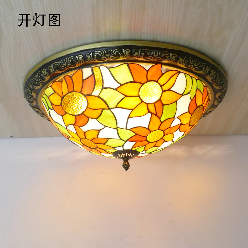 Tiffany Led Ceiling Lamp Stained Glass Living Room Bedroom Dining