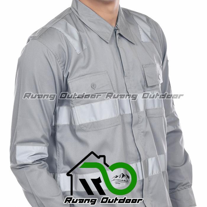 Kemeja Wearpack Pria Zipper Resleting Baju Safety Tambang Proyek Pln