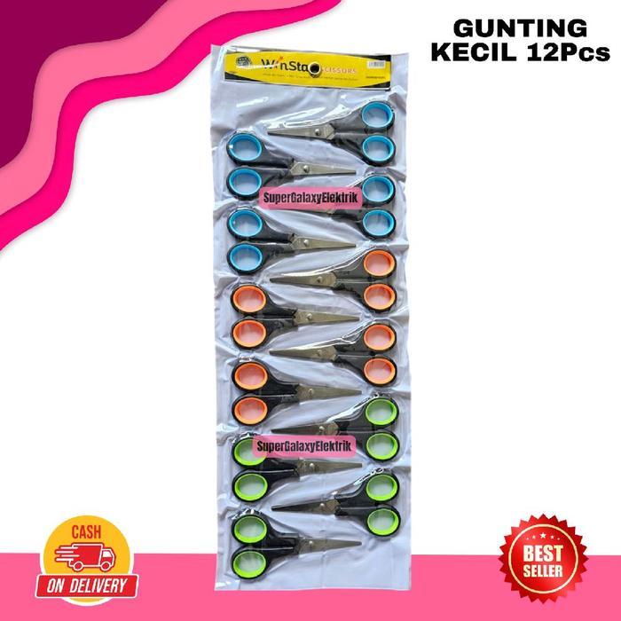 Gunting Kecil Winstar 12Pcs Gunting Kecil Stainless Steel Gunting Hitam