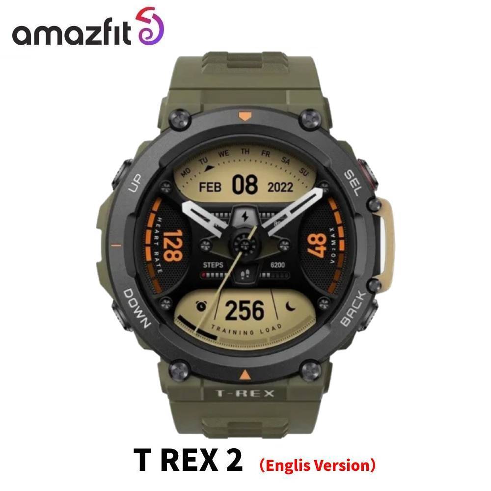 English Version Original Amazfit T Rex 2 Smartwatch 24-Day Battery Life Rugged Outdoor Gps T-Rex 2