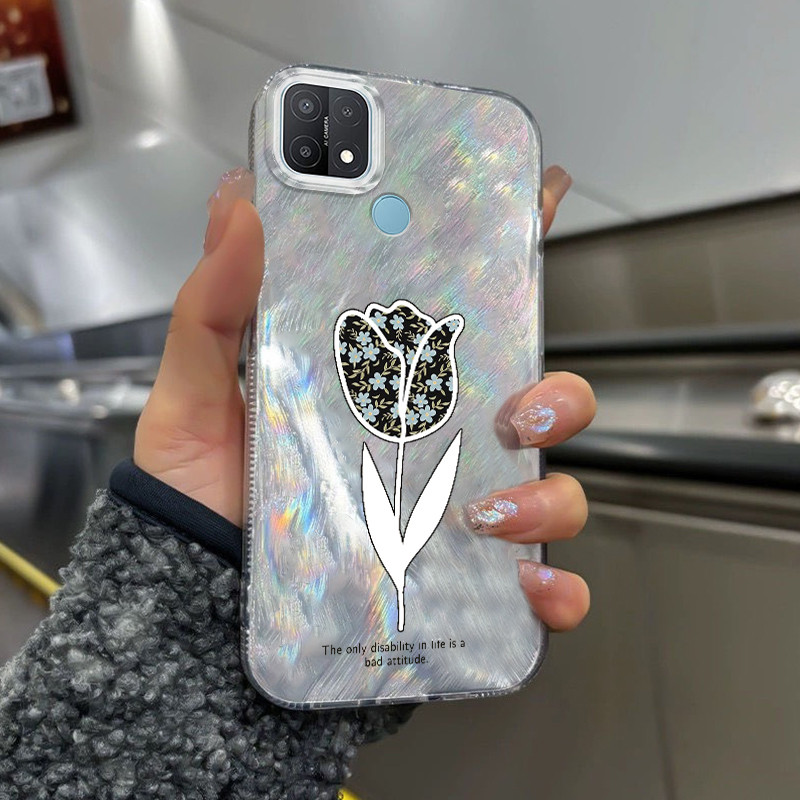 Casing Hp Untuk OPPO A15 A15s A35 Case Casing pola Bunga Kasing HP Cesing Silikon Softcase bulu tran