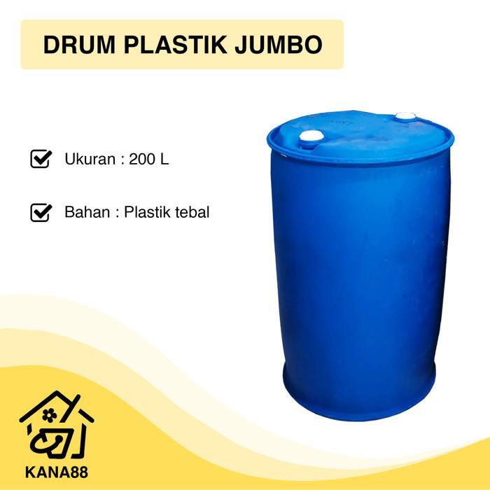 Drum Plastik 200L HDPE Tong Plastik Tebal Tong Tempat Sampah Jumbo