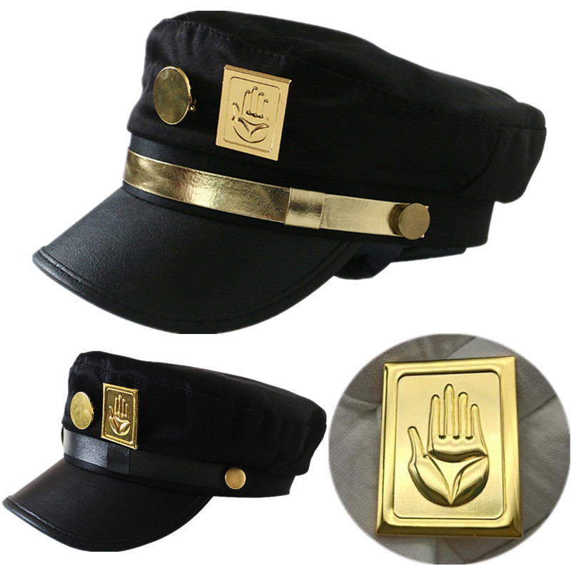 Jojo'S Bizarre Adventure Kujo Jotaro Cosplay Cap Uni Metal Badge Hat Prop