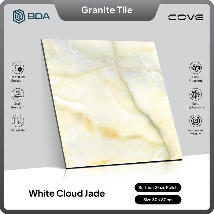 BDA Granite Tile Granit 80x80 Keramik Lantai Keramik Dinding White Cloud Jade