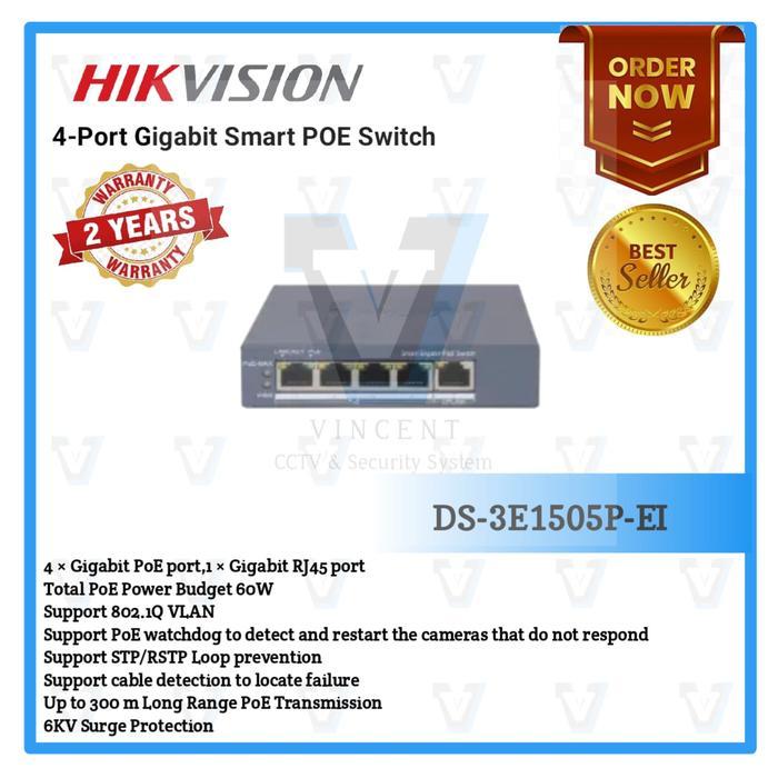 DS-3E1505P-EI Hikvision 4 Port Gigabit Smart PoE Switch