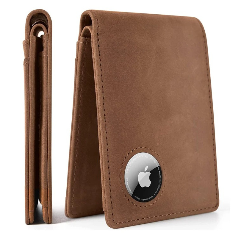 Retro Minimalist Men's AirTag Wallet RFID Blocking Wallet Multi Card Holder for Apple AirTag High