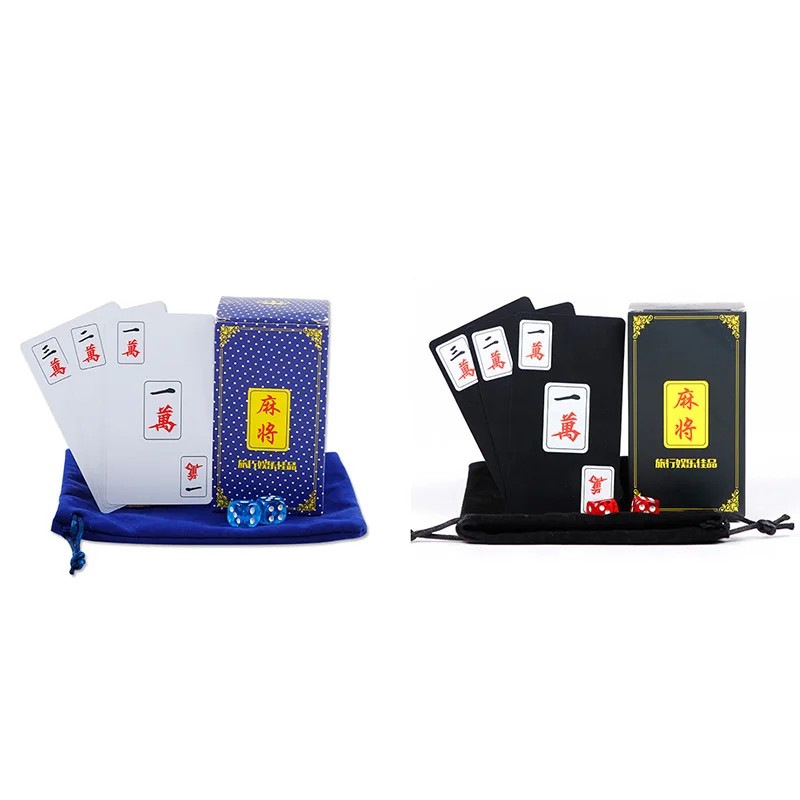 148 PCS PVC Frosted Plastic Cards Mahjong Cards Board Game Waterproof Travel Mahjong Dice/Bag