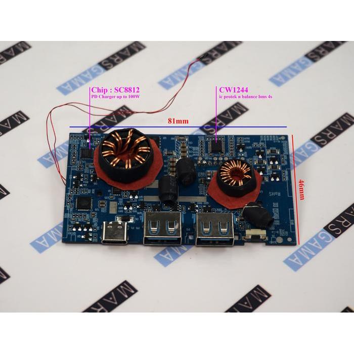 Modul Power bank PD3.0 60W With BMS 4s lithium 3.7V Balance fast Charging