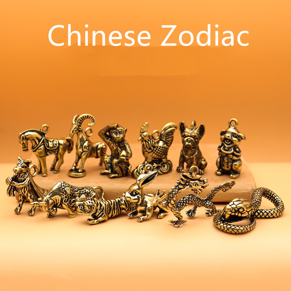 Chinese Zodiac Statue Bronze Figurine Ornaments Antique Copper Mythical Animal Ature Home Decoration