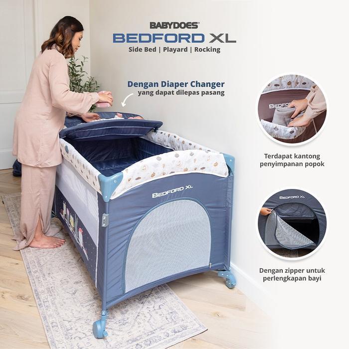 Babydoes Box Bayi Bedford Xl - Ranjang Bayi Side Bed Dengan Diaper Changer & Music Box