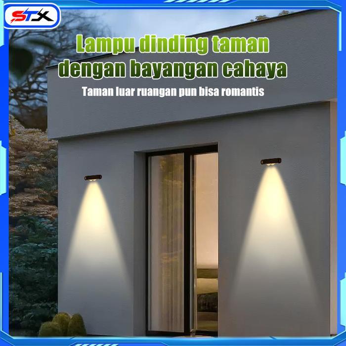 BERKUALITAS STX Lampu Taman Tenaga Surya Outdoor LED, Warna Putih / Warm, Sorot Dinding & Tembok,