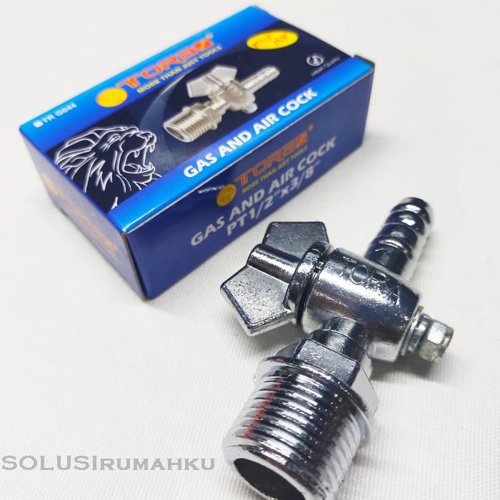 ototr- Tora Kran Gas Kran Angin Drat 1/2 Inch X Moncong Selang 3/8" Kompresor