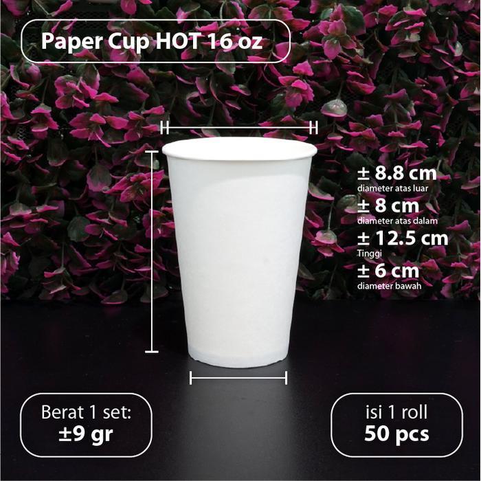 Pak isi 50 pcs - Paper Cup 16 oz HOT - Paper Cup 16oz - Gelas Kertas