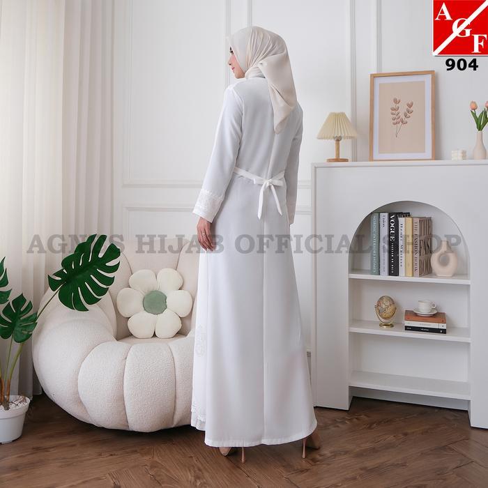 MUSLIFIX- Agnes Hijab - Shafira Dress Gamis Putih Terbaru Gaun Pesta Baju Muslim Wanita Dewasa