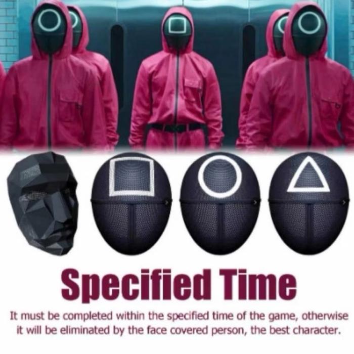 Topeng squid game circle/segitiga/kotak boss