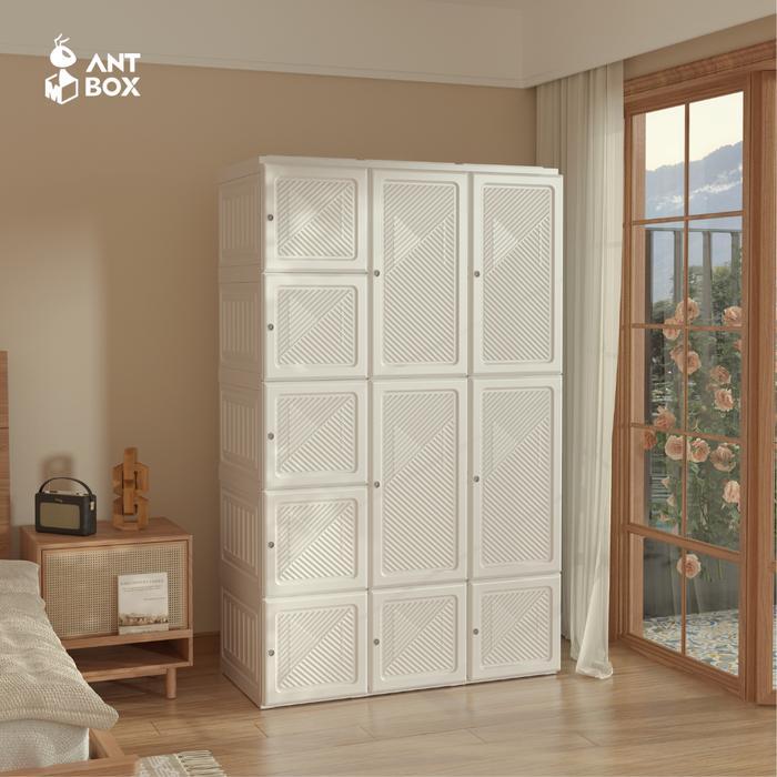 Antbox Lemari Pakaian Putih Susun Plastik Minimalis Lemari Baju