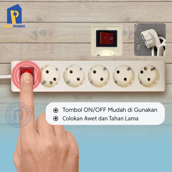 TRIKTRIK- Stop Kontak Putih Terminal Listrik 5 Lubang 3 Meter