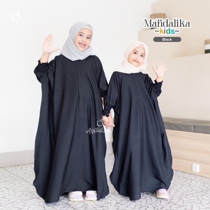 ORIGINAL AQILALOVA Mandalika Kids Kaftan Baju Anak Perempuan Gamis Muslim Bahan Twill Adem Simple