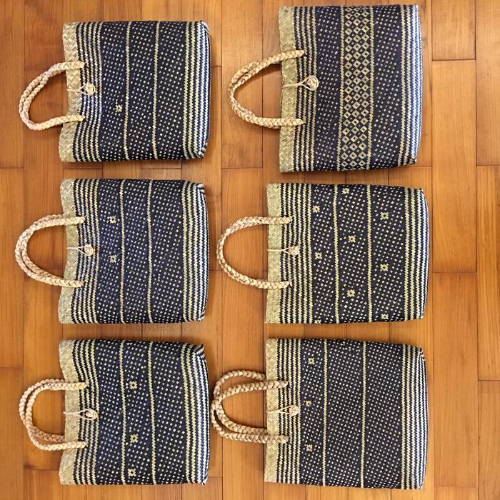 Murah Tas Purun Motif, Tas Anyaman Rotan Borneo Motif Dayak, Anjat Dayak Terlaris