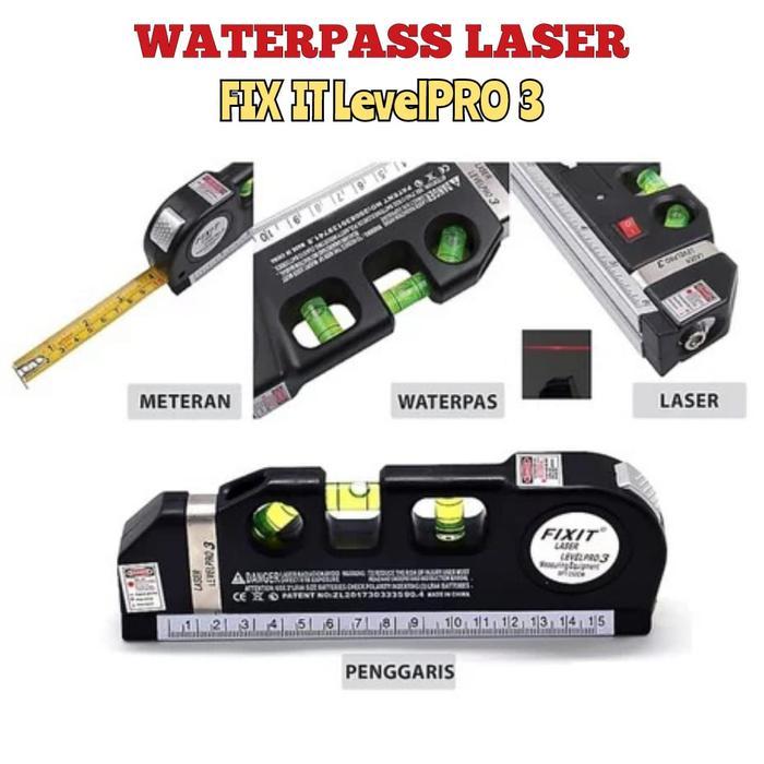 ALAT UKUR WATERPASS LASER - Meteran Waterpas Laser Level 3Pro Vertikal Horizontal - Penggaris