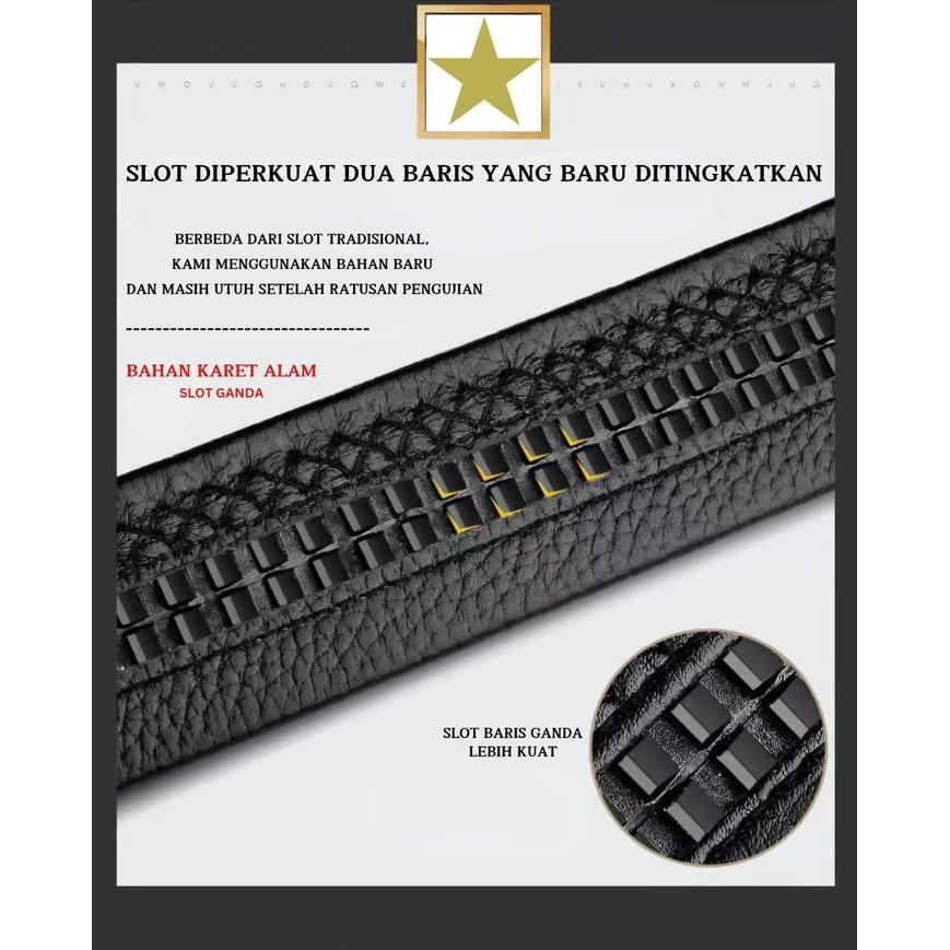 Yarrison Mebius Black Ikat Pinggang / Sabuk Pria Kulit Stainless Men Belt